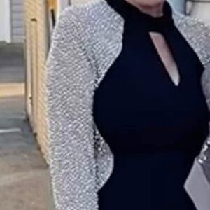 Avery G Black Dress with Silver Accents great for New Year celebrations